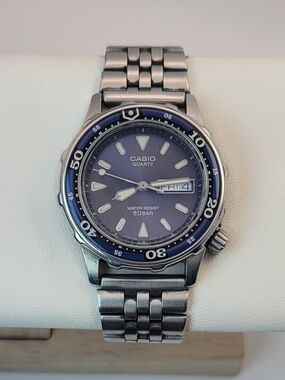 Casio MD-715 Diver Blue Dial Quartz Watch Module 394 Vintage Marlin Style